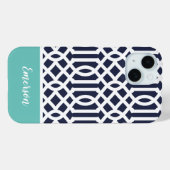 Marine und Aqua Trellis Monogram Case-Mate iPhone Hülle (Rückseite (Horizontal))