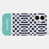 Marine und Aqua Trellis Monogram Case-Mate iPhone Hülle (Rückseite (Horizontal))