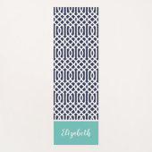 Marine und Aqua Trellis Monogram | Editierbare Far Yogamatte (Vorderseite)