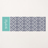 Marine und Aqua Trellis Monogram | Editierbare Far Yogamatte (Vorderseite (Horizontal))