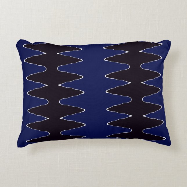 Marine und Black Zigzag Dekokissen (Vorderseite)