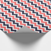 Marine und Coral Zigzag Zickzack Streifen Geschenkpapier (Ecke)