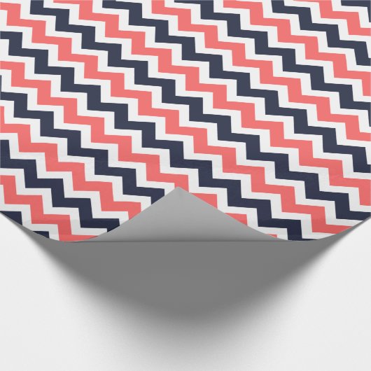 Marine und Coral Zigzag Zickzack Streifen Geschenkpapier (Ecke)