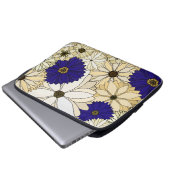 Marine-und Creme-Blumen-Laptop-Hülse Laptopschutzhülle (Vorne Knopf)