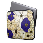 Marine-und Creme-Blumen-Laptop-Hülse Laptopschutzhülle (Vorderseite Links)