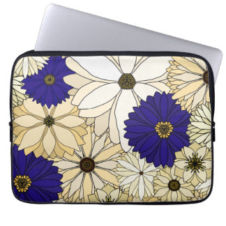 Marine-und Creme-Blumen-Laptop-Hülse Laptopschutzhülle