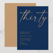 Marine und Gold 30. Geburtstag Einladung (Vorne/Hinten)