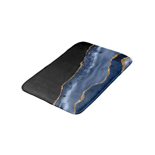 Marine und Gold Agate Bath Mat Badematte (Schrägansicht)
