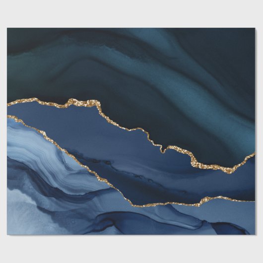 Marine und Gold Agate Geschenkpapier (Flach)