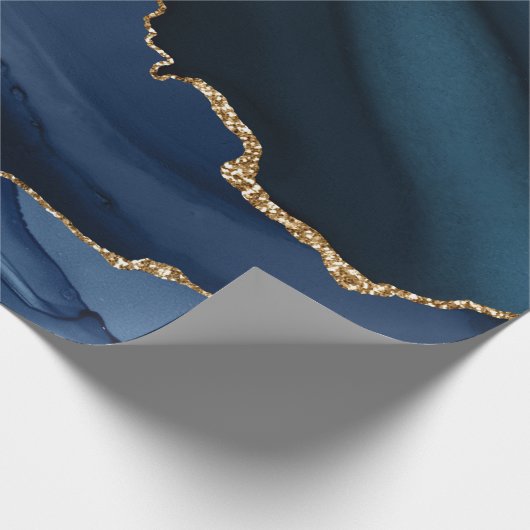 Marine und Gold Agate Geschenkpapier (Ecke)