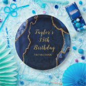 Marine und Gold Agate Marble Geburtstag Pappteller (Party)