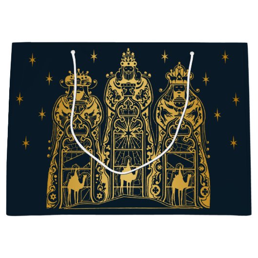 Marine und Gold Drei Weisen Große Geschenktüte (Vorderseite)