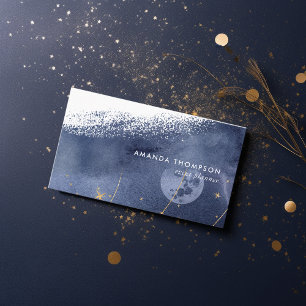 Marine- und Gold-Lunar-Pinselstriche Visitenkarte