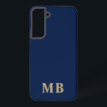 Marine und Gold | Minimal Modern Initial Monogram Samsung Galaxy Hülle<br><div class="desc">Dieses stilvolle Handy-Gehäuse zeichnet sich durch ein einfaches modernes Design in marineblau & gold aus. Machen Sie eine einfache Telefonzelle mit benutzerdefinierten Initialen und Namen. Es wird ein cooles, einzigartiges Geschenk für jemanden, der etwas Besonderes oder sich selbst ist. Wenn Sie gewollt haben, die Schriftart oder Position zu ändern, klicken...</div>