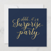 Marine und Gold | Modern Surprise Retirement Party Einladung (Vorderseite)