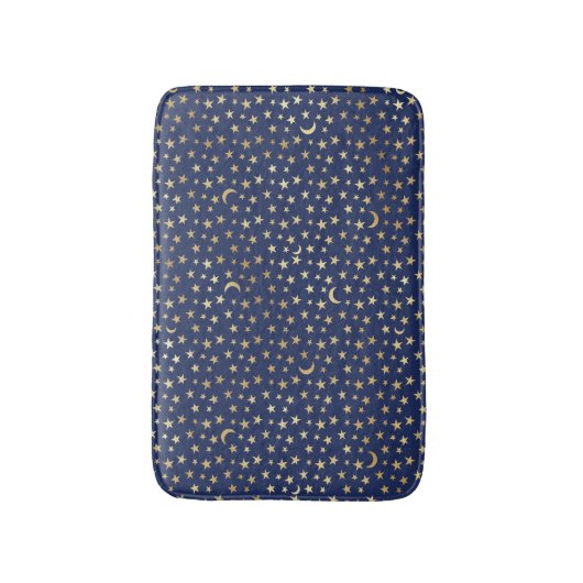 Marine und Gold Moon und Sterne Baath Mat Badematte (Vorderseite Vertikal)