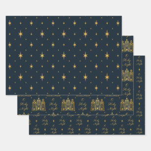 Marine und Gold O Heilige Nacht Drei Weisen Geschenkpapier Set