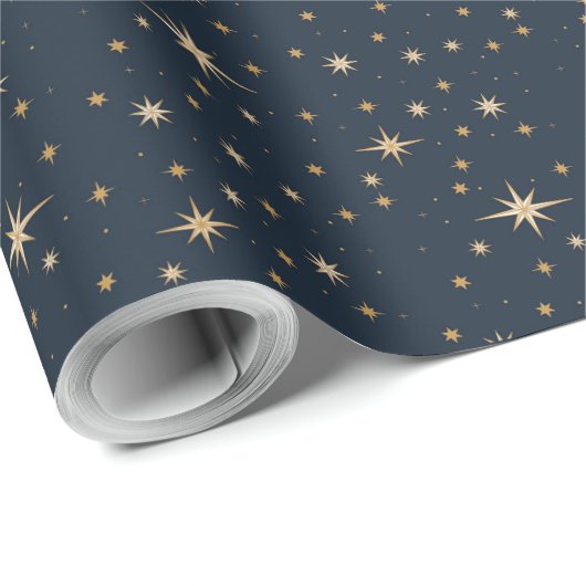 Marine und Gold Star Geschenkpapier (Rolleneckpunkt)