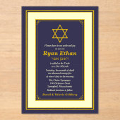 Marine und Gold Star von David Bar Mitzvah Acryleinladungen (Vorderseite)
