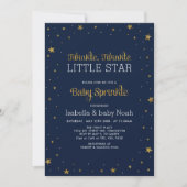 Marine und Gold | Twinkle Little Star Baby Sprinkl Einladung (Vorderseite)