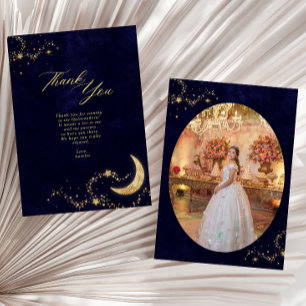 Marine und Gold unter dem Sternenquinceñera-Foto Dankeskarte
