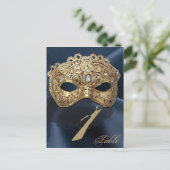 Marine-und Goldmaskerade-Wedding Tischnummer (Stehend Vorderseite)