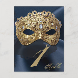 Marine-und Goldmaskerade-Wedding Tischnummer