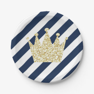 Marine-und Goldprinz Crown Party Plates Pappteller