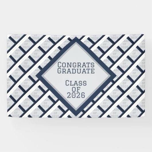 Marine und Graue Abschlussfeier | 2026 Banner (Horizontal)