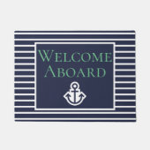 Marine und grünes Anker-Willkommen an Bord der Fußmatte (Vorderseite)