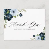 Marine und hellblau Bridesmaid Danke Karte (Vorderseite)