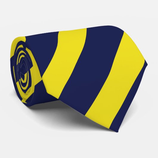 Marine-und Mais-Diagonal-Gestreifte Krawatte (Gerollt)