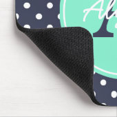 Marine-und Minzen-Punkte, Initiale und Name Mousepad (Ecke)