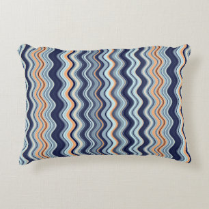 Marine und Orange Wavy Streifen Dekokissen