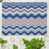 Marine und Orange Wavy Streifen Geschirrtuch (Gefaltet)
