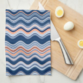 Marine und Orange Wavy Streifen Geschirrtuch (Viertel Falte)