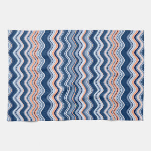 Marine und Orange Wavy Streifen Geschirrtuch