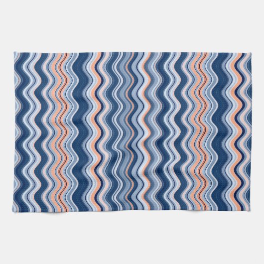 Marine und Orange Wavy Streifen Geschirrtuch (Horizontal)