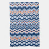 Marine und Orange Wavy Streifen Geschirrtuch (Vertikal)