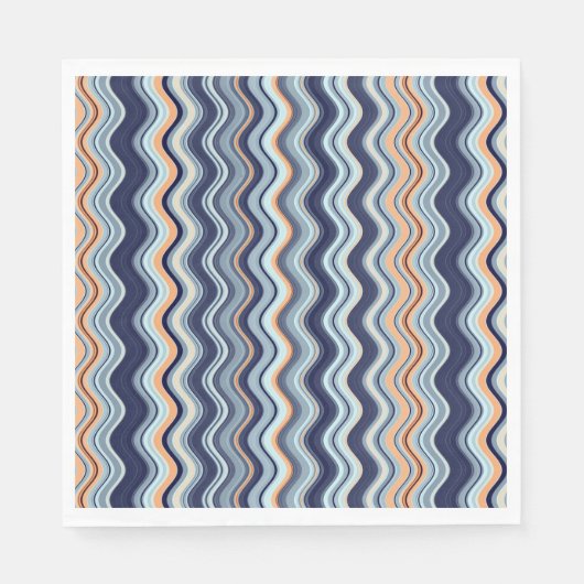 Marine und Orange Wavy Streifen Serviette (Vorderseite)