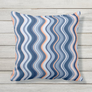 Marine und Orange Wavy Stripes Kissen