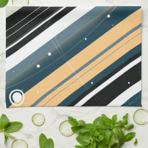 Marine-und Pfirsich-Modern-Retro Streifen mit Mono Handtuch