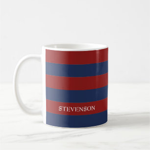 Marine und Red Rugby Stripes Kaffeetasse