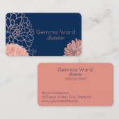 Marine und rosa Dahlias Visitenkarte (Vorne/Hinten)