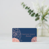 Marine und rosa Dahlias Visitenkarte (Stehend Vorderseite)