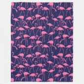 Marine und rosa Flamingo-Muster Fleecedecke (Vorderseite)