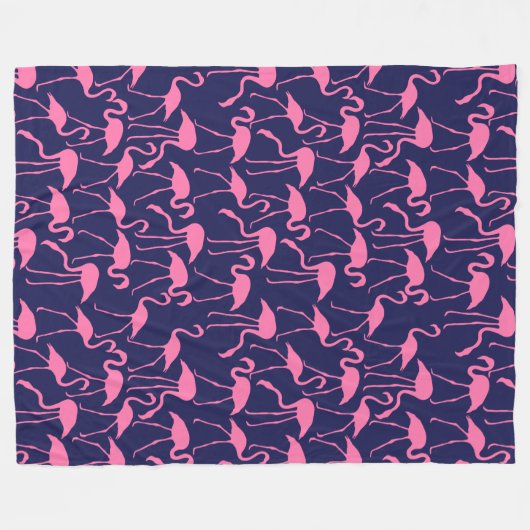 Marine und rosa Flamingo-Muster Fleecedecke (Vorderseite (Horizontal))