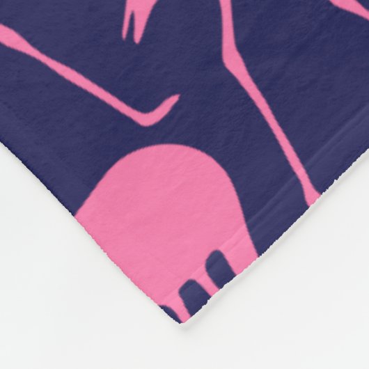 Marine und rosa Flamingo-Muster Fleecedecke (Ecke)