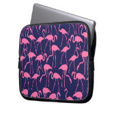 Marine und rosa Flamingo-Muster Laptopschutzhülle (Vorderseite Links)