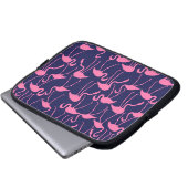Marine und rosa Flamingo-Muster Laptopschutzhülle (Vorne Knopf)